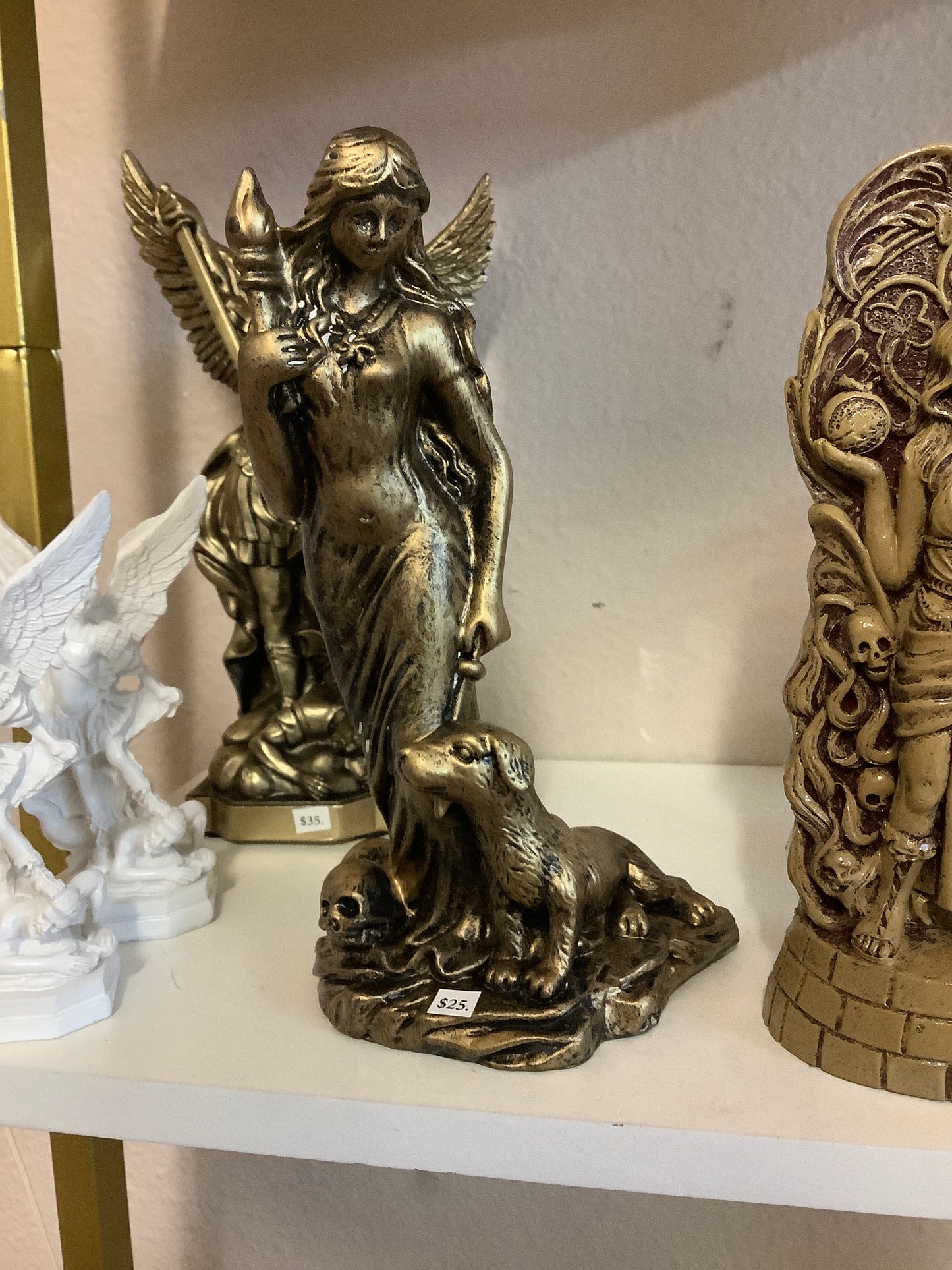 Statue Goddess Hekate torch and dog