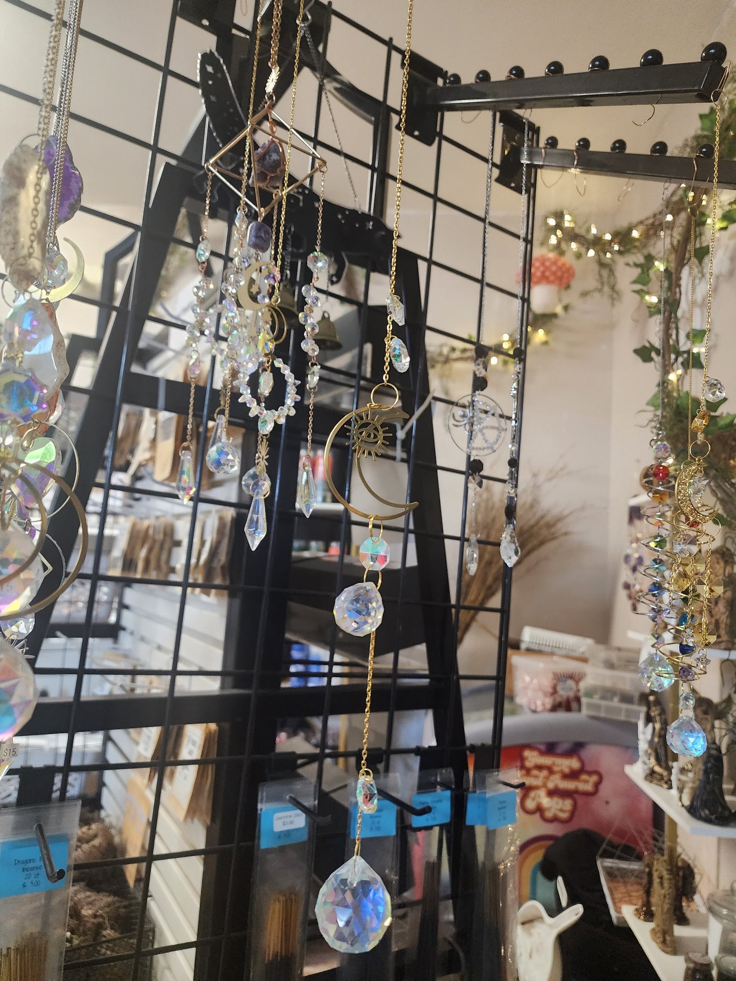 Suncatcher Crescent Moon with Evil Eye Charm