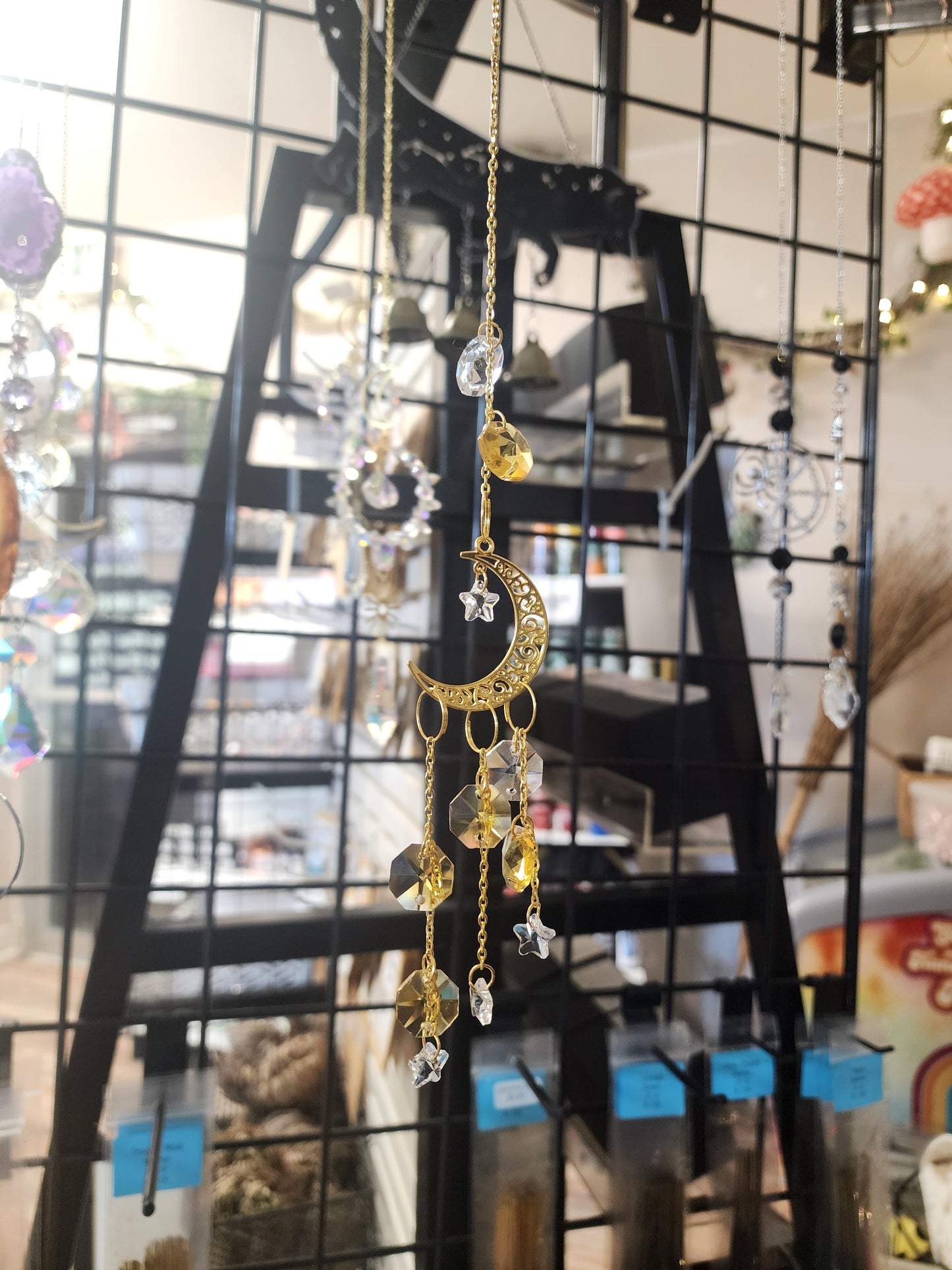 Suncatcher Scroll Moon with Yellow Crystals
